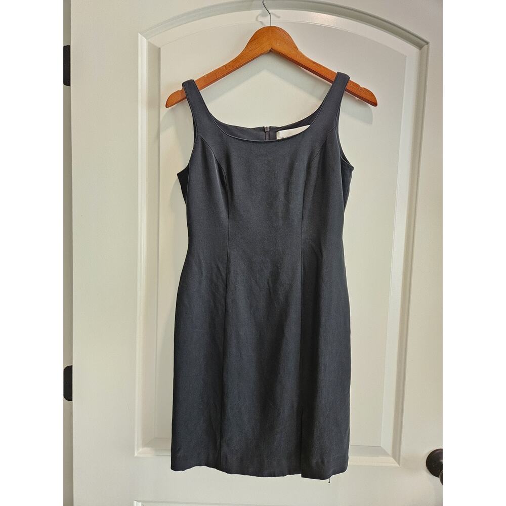 Vintage Hugo Buscati Collection Black 100% Silk Sheath Sleeveless Dress Size 4